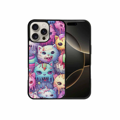 iPhone 16 Pro Max Case — Pastel Gore Cat Character Pattern Hundreds, Unique Phone Case Design