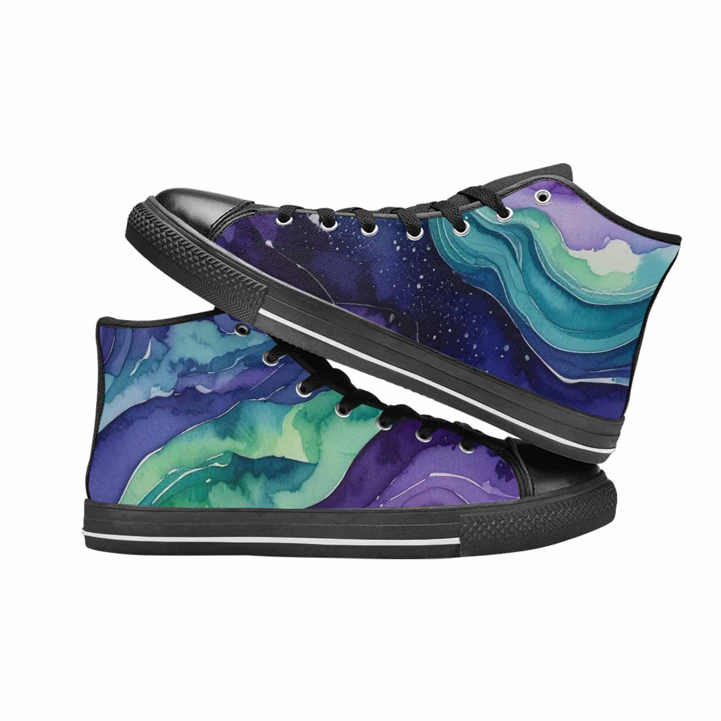 WOMEN'S Galaxy Aurora Nebula High Top Canvas Vivid Custom Shoes