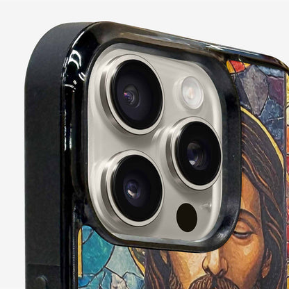 iPhone 16 Pro Max Case — Jesus Face Small Cross And Faith, Custom Phone Case