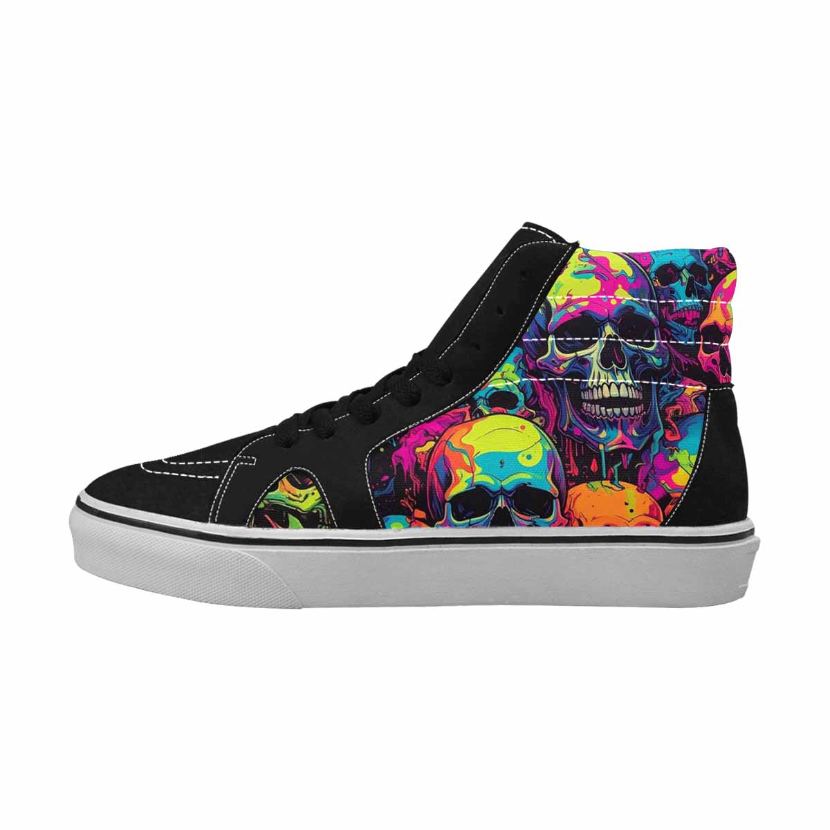 MEN'S 1000s Skulls Digital Camo High Top Canvas Neon Fantasy Custom Shoes