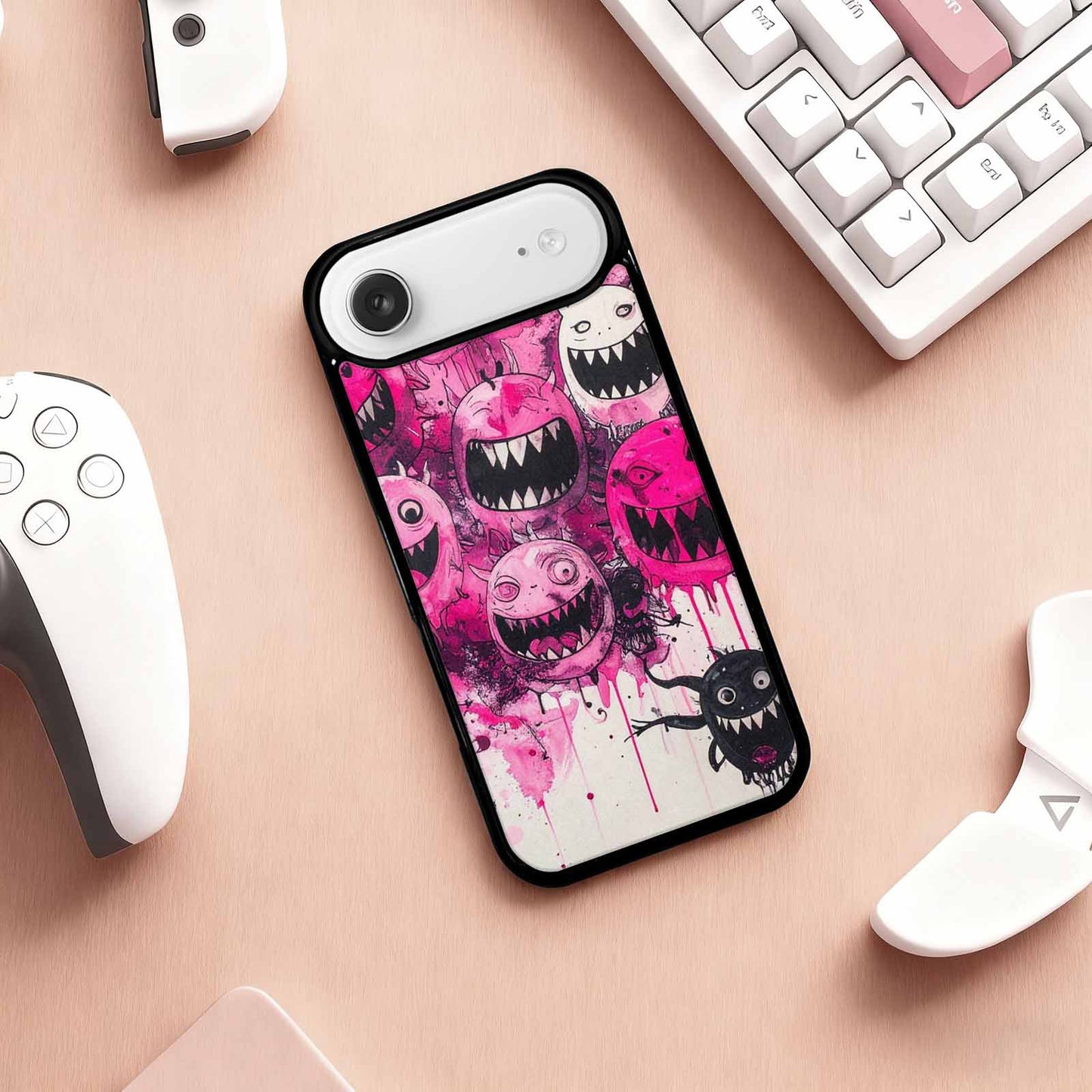 iPhone 17 Air Case — Black Pink Ink Monsters General Cartoon, Custom Made Phone Cover