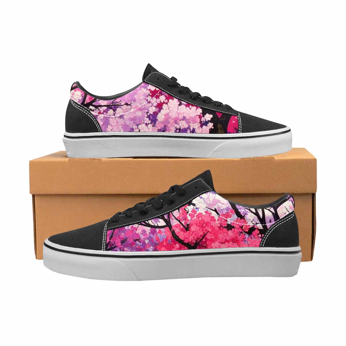 WOMEN'S Cherry Blossom Branch Cherry Lace-Up Canvas Dark Academia Sneakers
