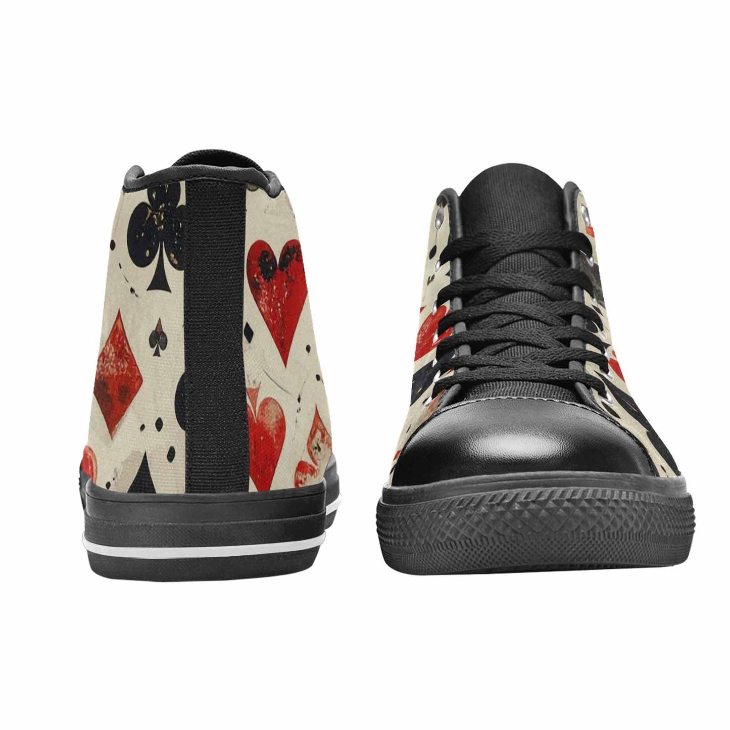 WOMEN'S Playing Card Suit High Top Canvas Wallpaper Art Sneakers