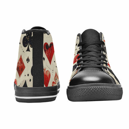 WOMEN'S Playing Card Suit High Top Canvas Wallpaper Art Sneakers