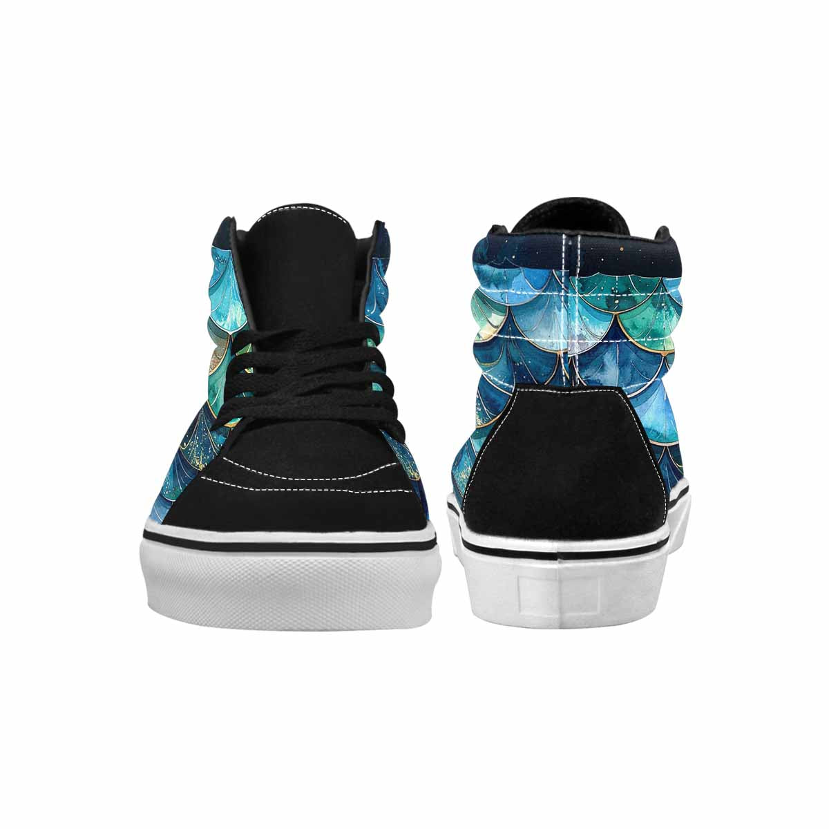WOMEN'S Mermaid Scale High Top Canvas Wallpaper Art Custom Shoes