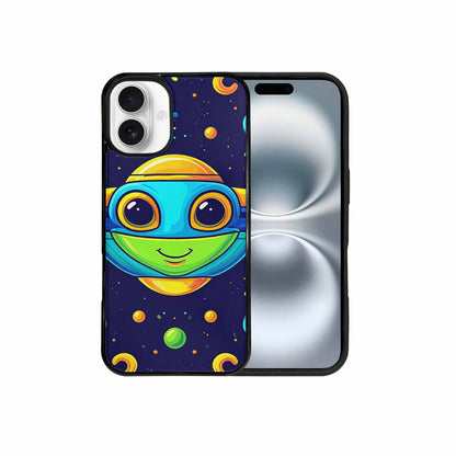 iPhone 16 Plus Case — Alien Ufo Cartoon Art Pattern, Custom Art Phone Cover