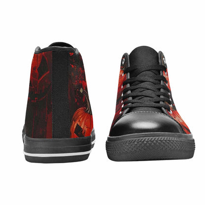 MEN'S Bloody Pumpkin Face High Top Canvas Vibrant Chaos Custom Shoes
