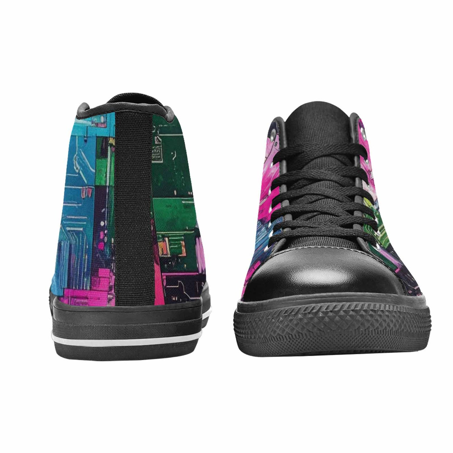 MEN'S Circuit Board Cyberpunk High Top Canvas Vibrant Chaos Shoes