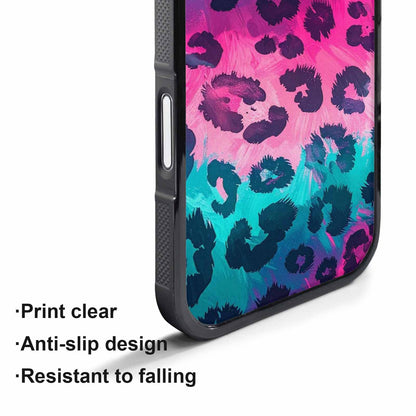 iPhone 17 Pro Case — Leopard Neon Pink Teal Airbrush Animal, Custom Art Phone Cover