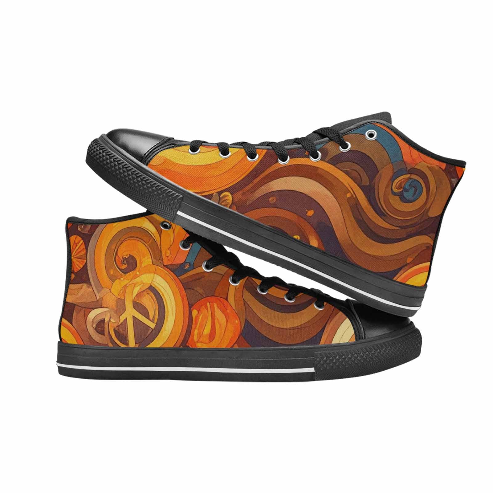 WOMEN'S Groovy 70S Peace High Top Canvas Cottagecore Custom Sneakers