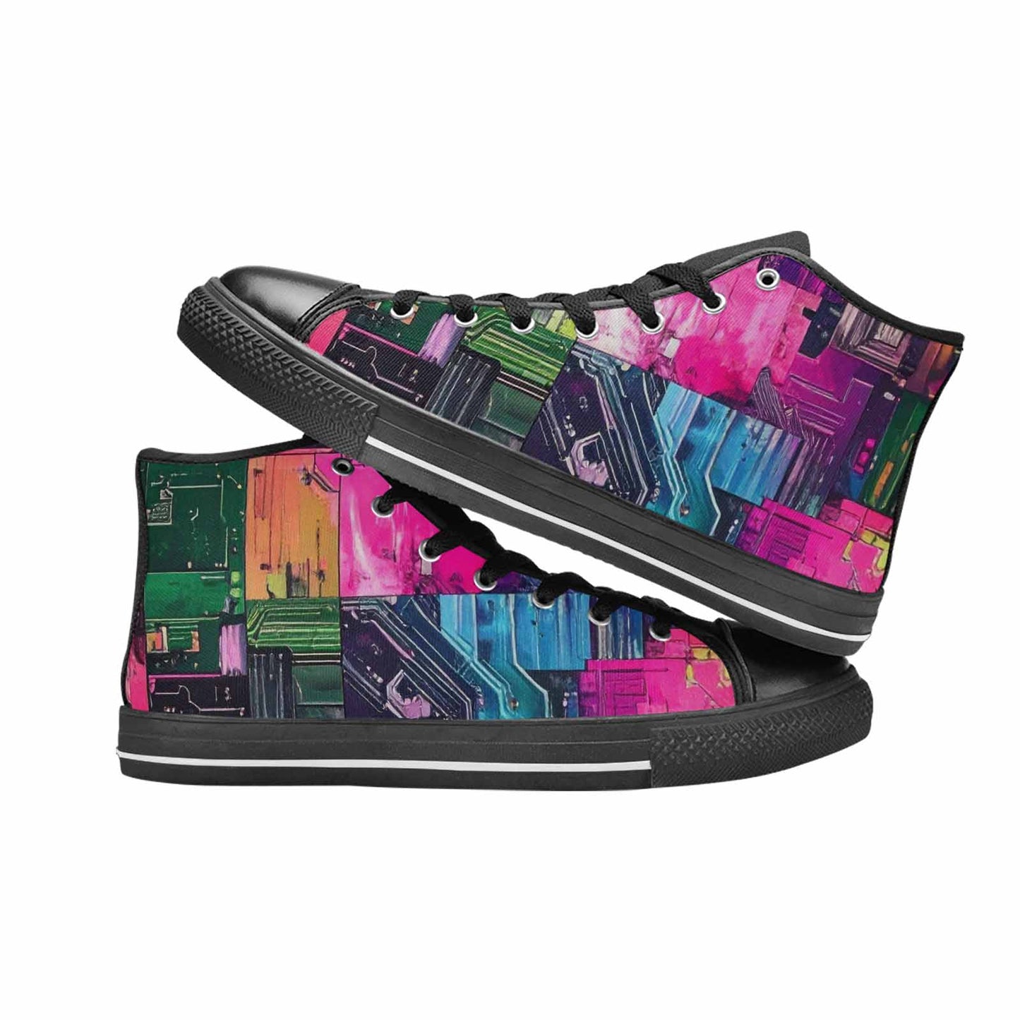MEN'S Circuit Board Cyberpunk High Top Canvas Vibrant Chaos Shoes