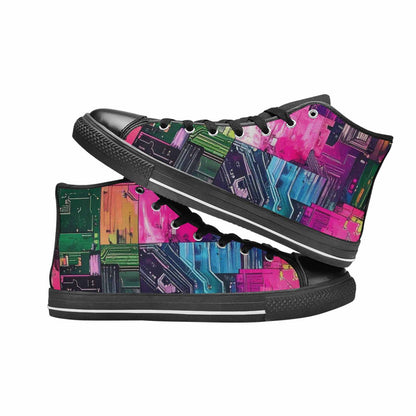 MEN'S Circuit Board Cyberpunk High Top Canvas Vibrant Chaos Shoes
