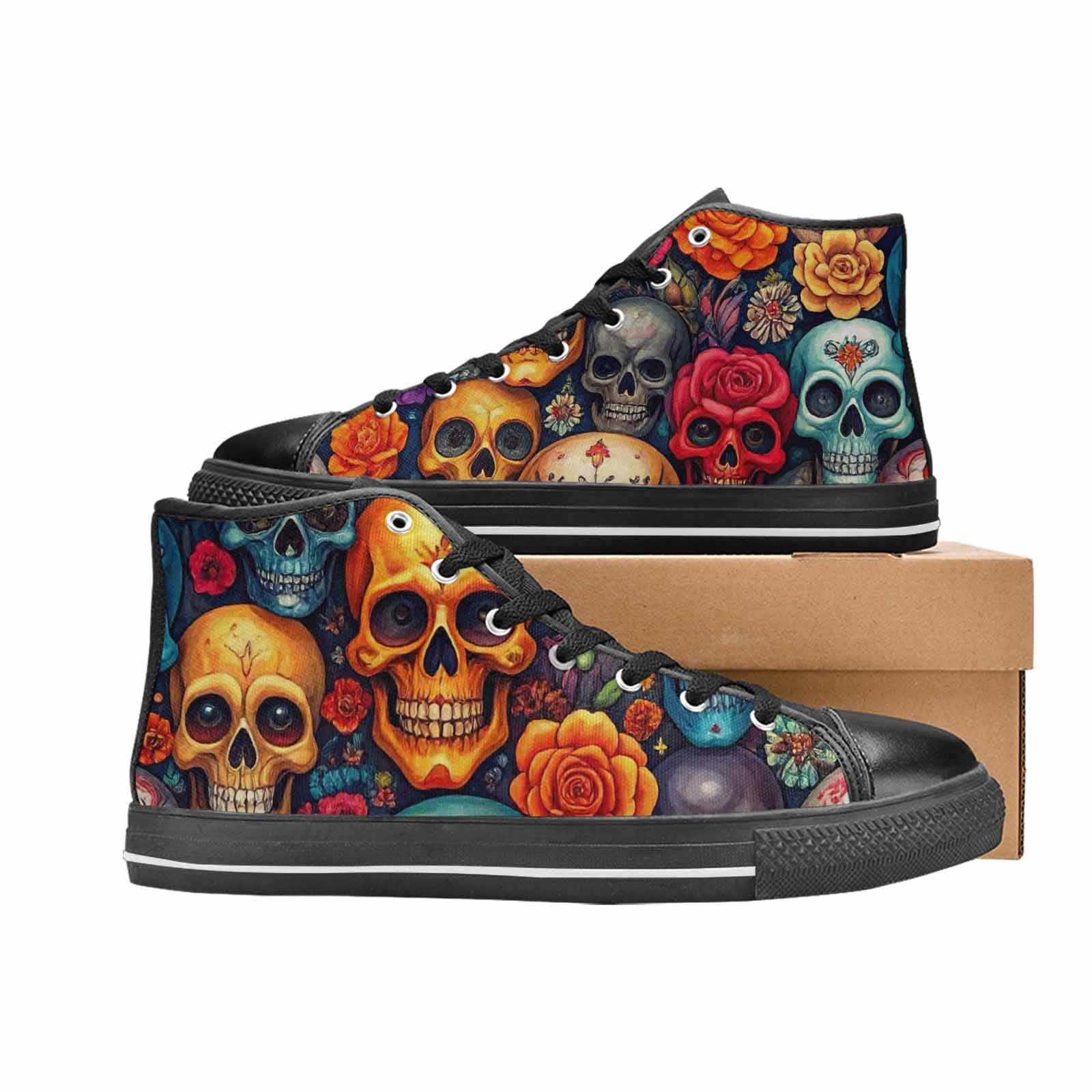 WOMEN'S Skull High Top Canvas Y2K Custom Sneakers