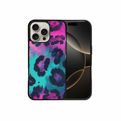 iPhone 16 Pro Max Case — Leopard Neon Pink Teal Airbrush, Custom Phone Case