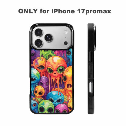iPhone 17 Pro Max Case — Melting Aliens Pattern Alien Scifi, Custom Designed Case Cover