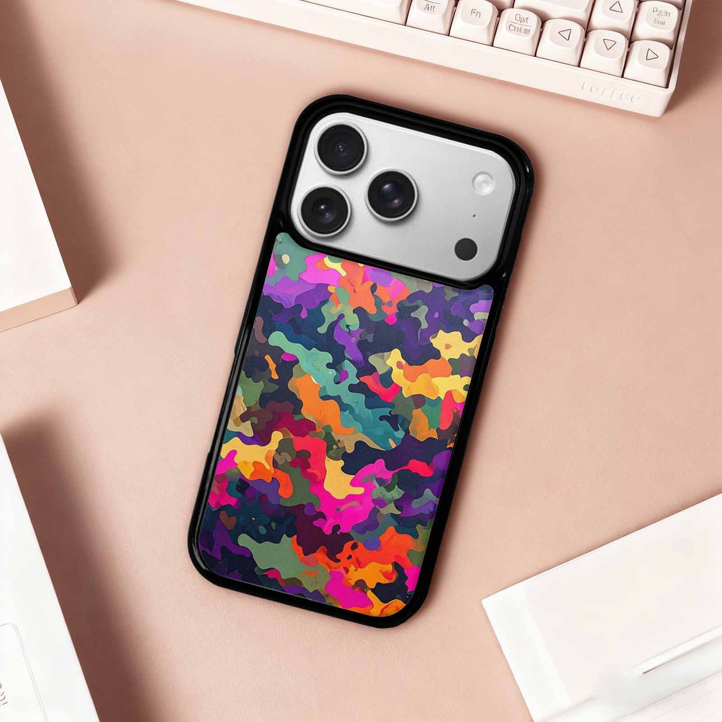 iPhone 17 Pro Case — Small Military Camouflage Blotch Pattern Camo, Custom Printed Phone Case