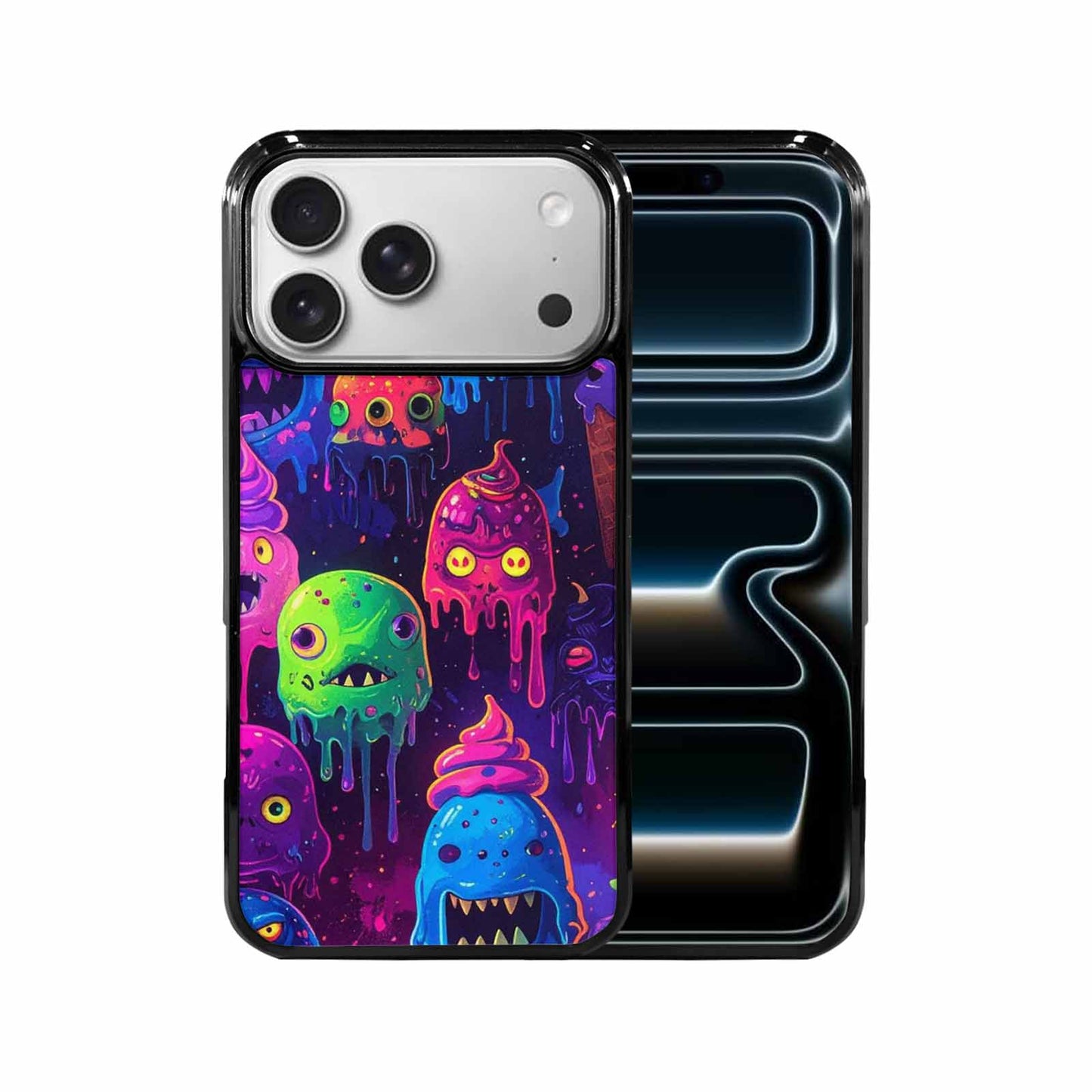 iPhone 17 Pro Max Case — Ice Cream Monsters Neonmelting Original Art, Personalized Phone Case