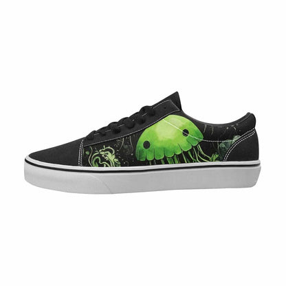 MEN'S Sea Creatures Black & Green Ink Canvas Streetwear Kaleidoscope Sneakers