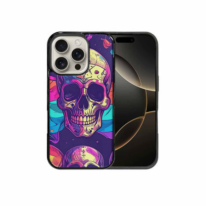iPhone 16 Pro Case — Pride Flag Skulls Seamless Pattern Vibrant, Custom Printed Phone Case