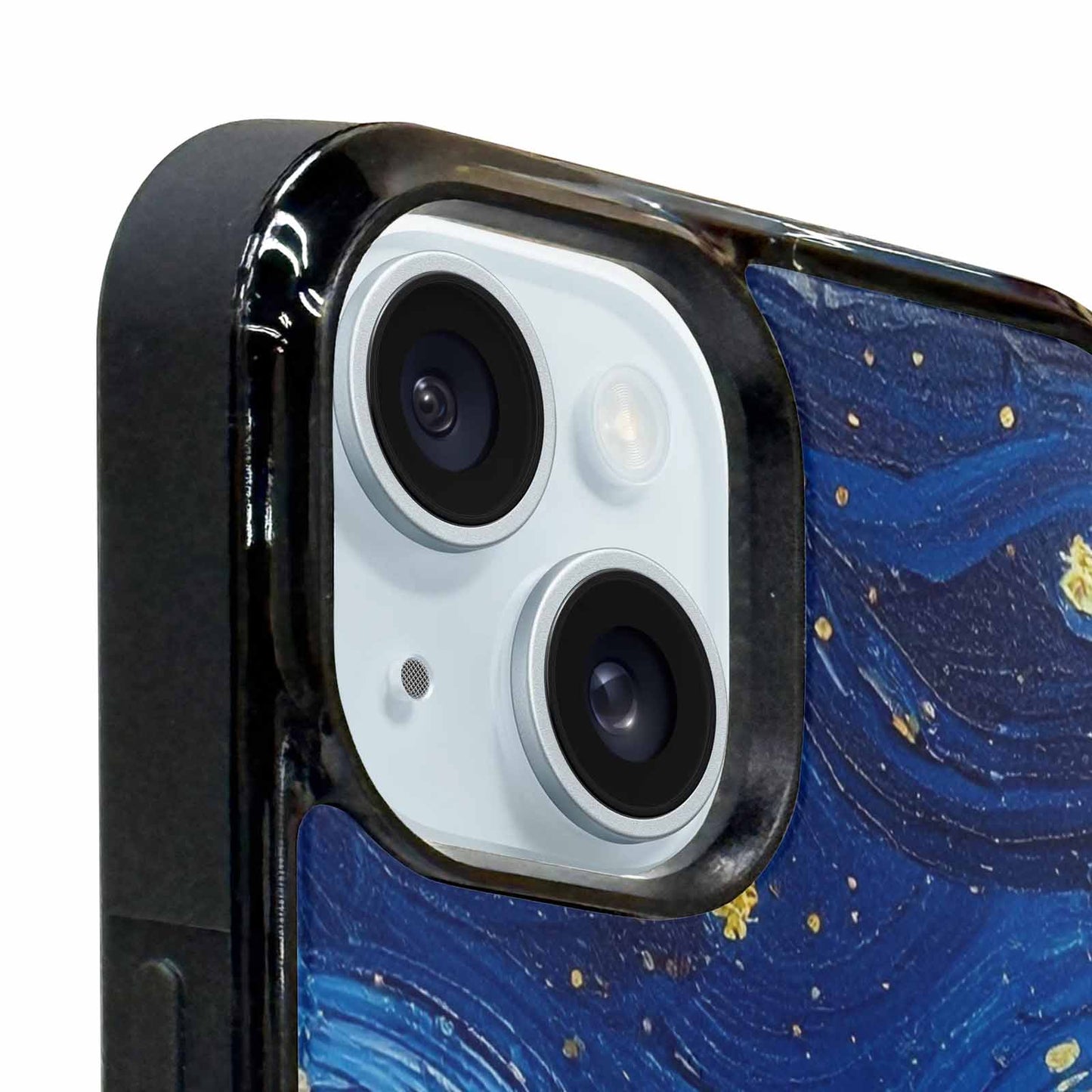 iPhone 15 Plus Case — Swirling Deep Blue Night Sky Filled, Unique Phone Case Design