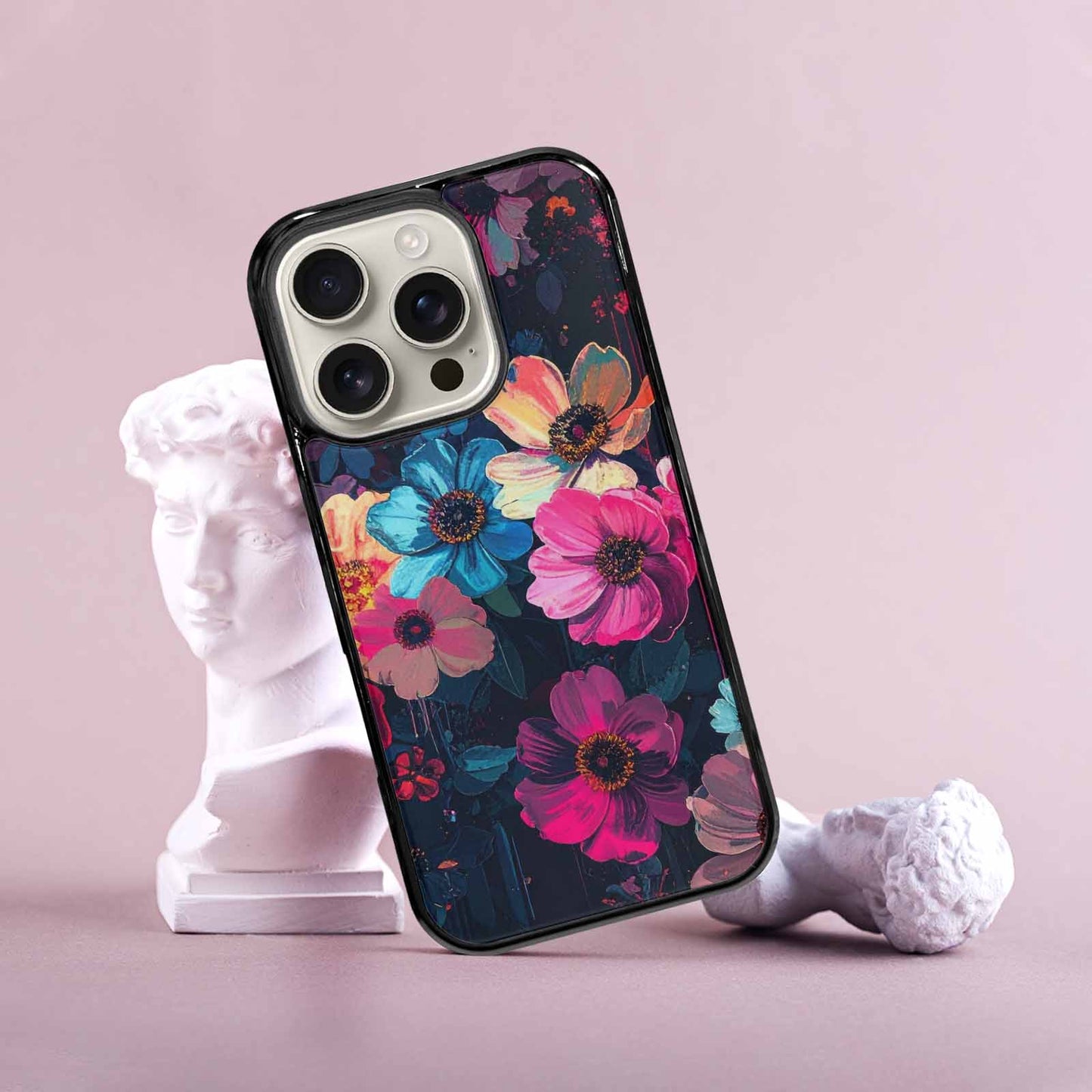 iPhone 16 Pro Case — Shadowy Glitch Floral Pattern Hundreds Of, Custom Print Case Cover