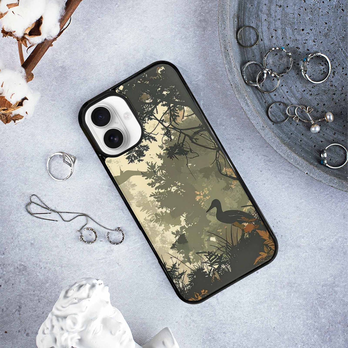 iPhone 16 Plus Case — Hunting Camouflage Pattern With Deer And, Personalized Phone Case