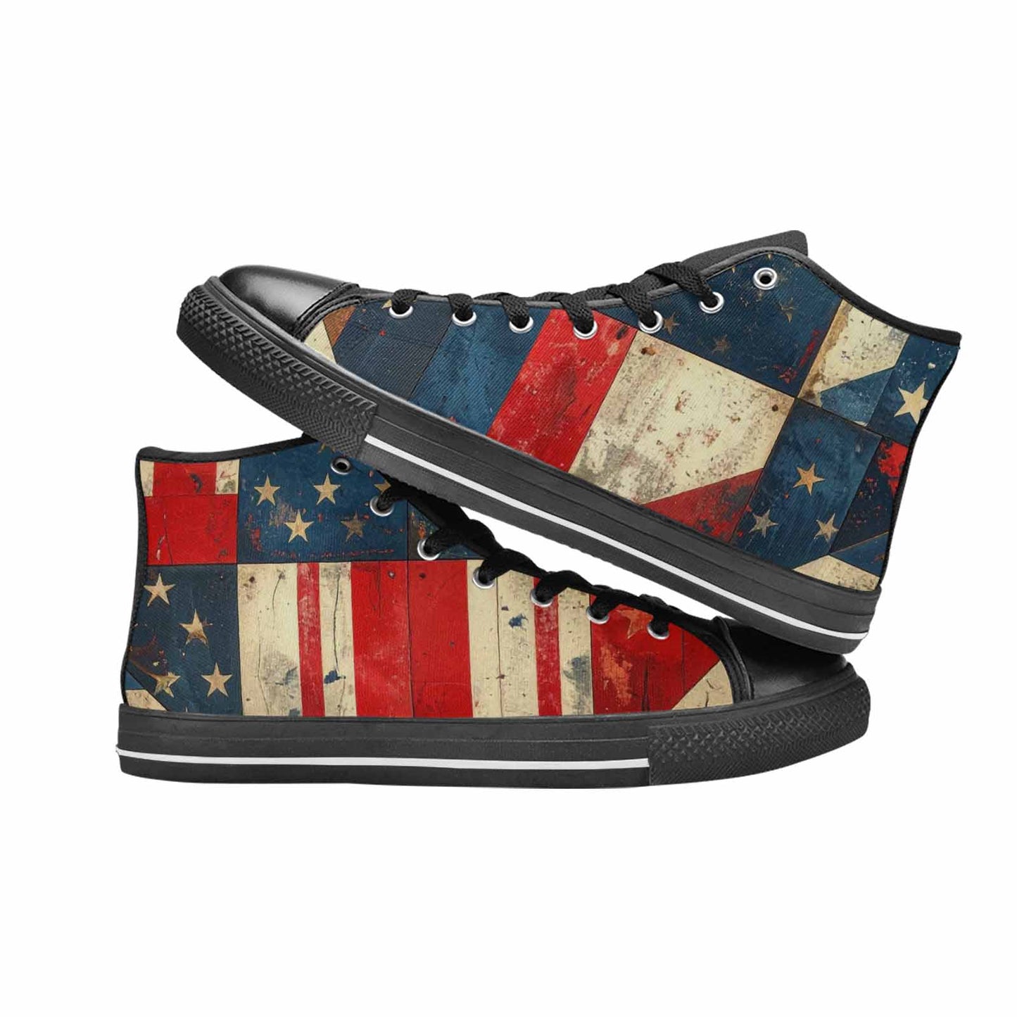 MEN'S American Flag Stars High Top Canvas Surreal Custom Shoes