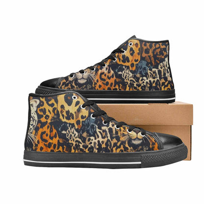 MEN'S Animal Print High Top Canvas Vibrant Chaos Custom Shoes