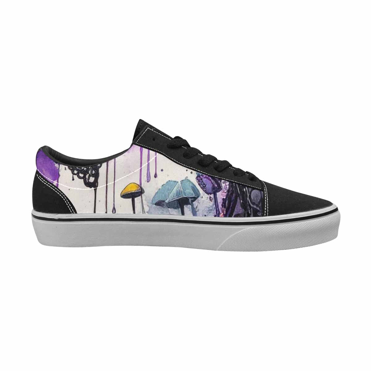 WOMEN'S Rainbow Drip Mushrooms Lace-Up Canvas Aesthetic Shoes