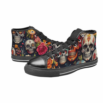 MEN'S Skull High Top Canvas Cottagecore Custom Sneakers