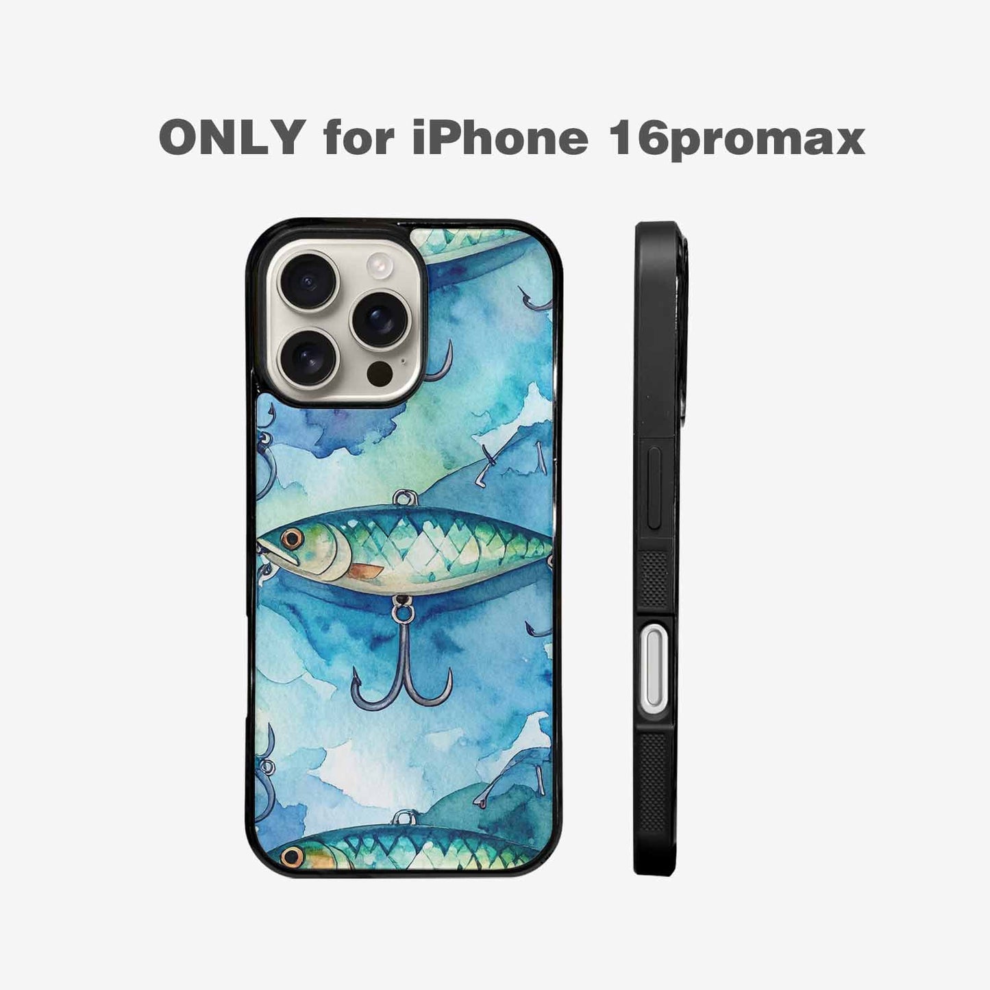 iPhone 16 Pro Max Case — Fishing Lure And Hook Pattern Seamless, Unique Phone Case Design