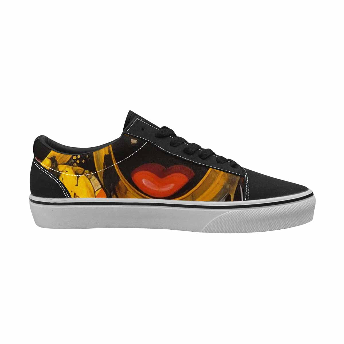 WOMEN'S Melting Moon Smiley  Lace-Up Canvas Melting Art Sneakers