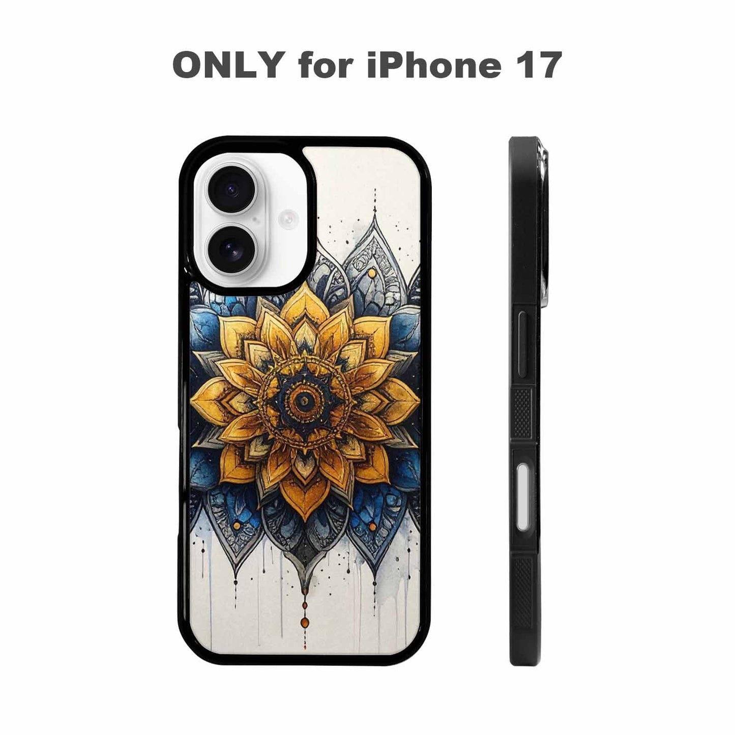 iPhone 17 Case — Black &amp; Blue Ink Original Art, Custom Art Phone Cover