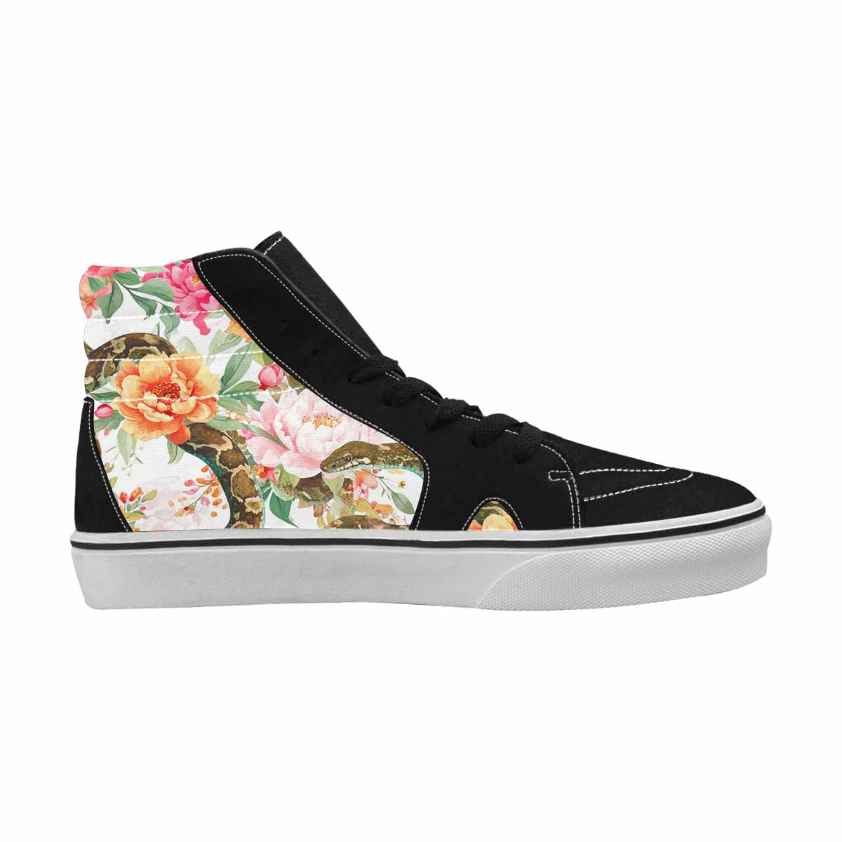 MEN'S Floral Snake Print High Top Canvas Wallpaper Art Sneakers