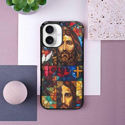 iPhone 16 Case — Jesus Face Small Cross And Faith, Personalized Phone Case