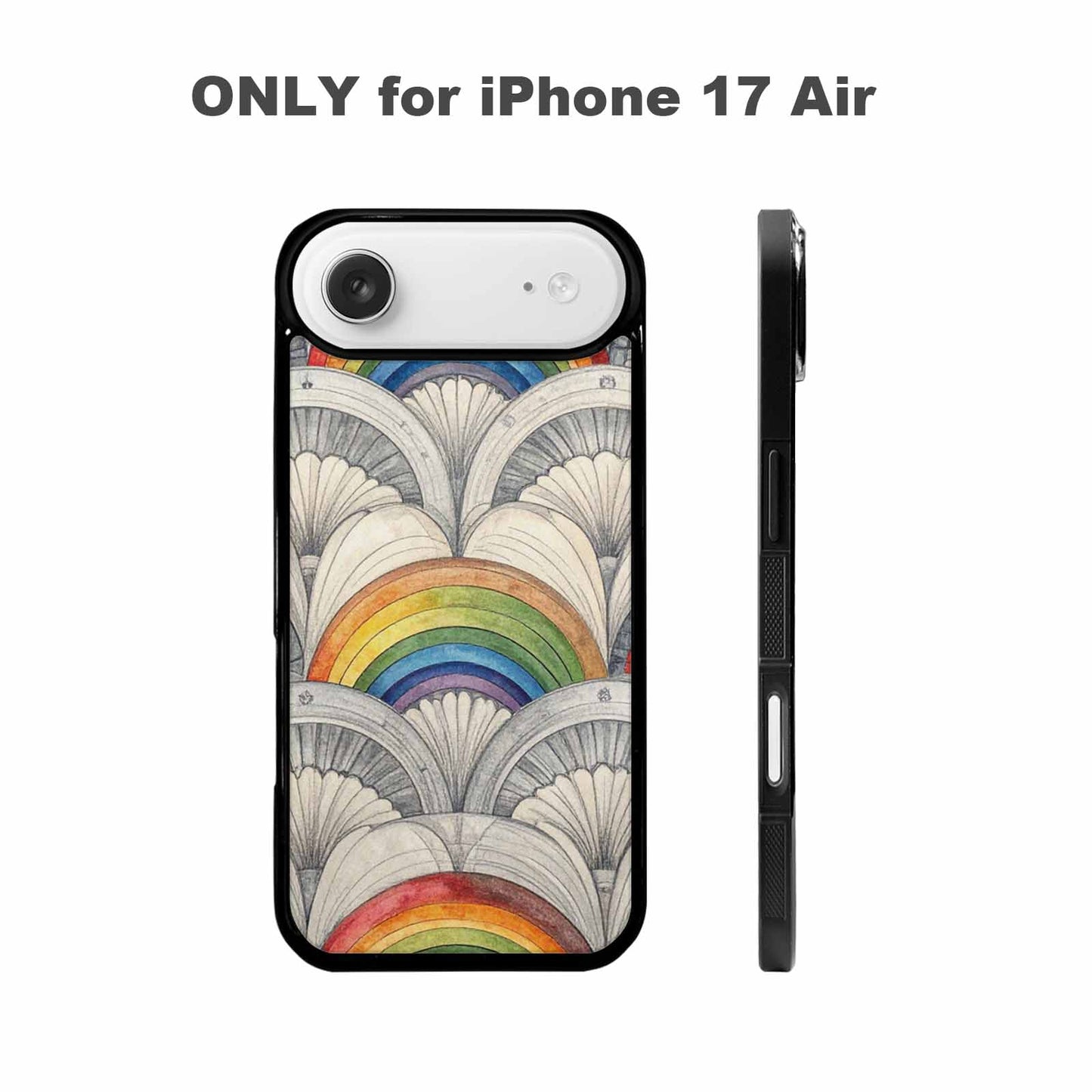 iPhone 17 Air Case — Hand Drawn Damask Rainbow Original Art, Custom Art Phone Cover