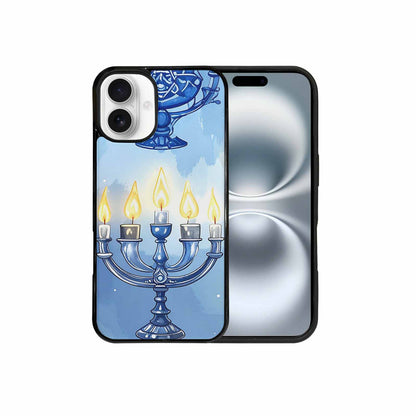 iPhone 16 Plus Case — Hanukkah Menorah Pattern Seamless Repeat Jewish, Custom Phone Case