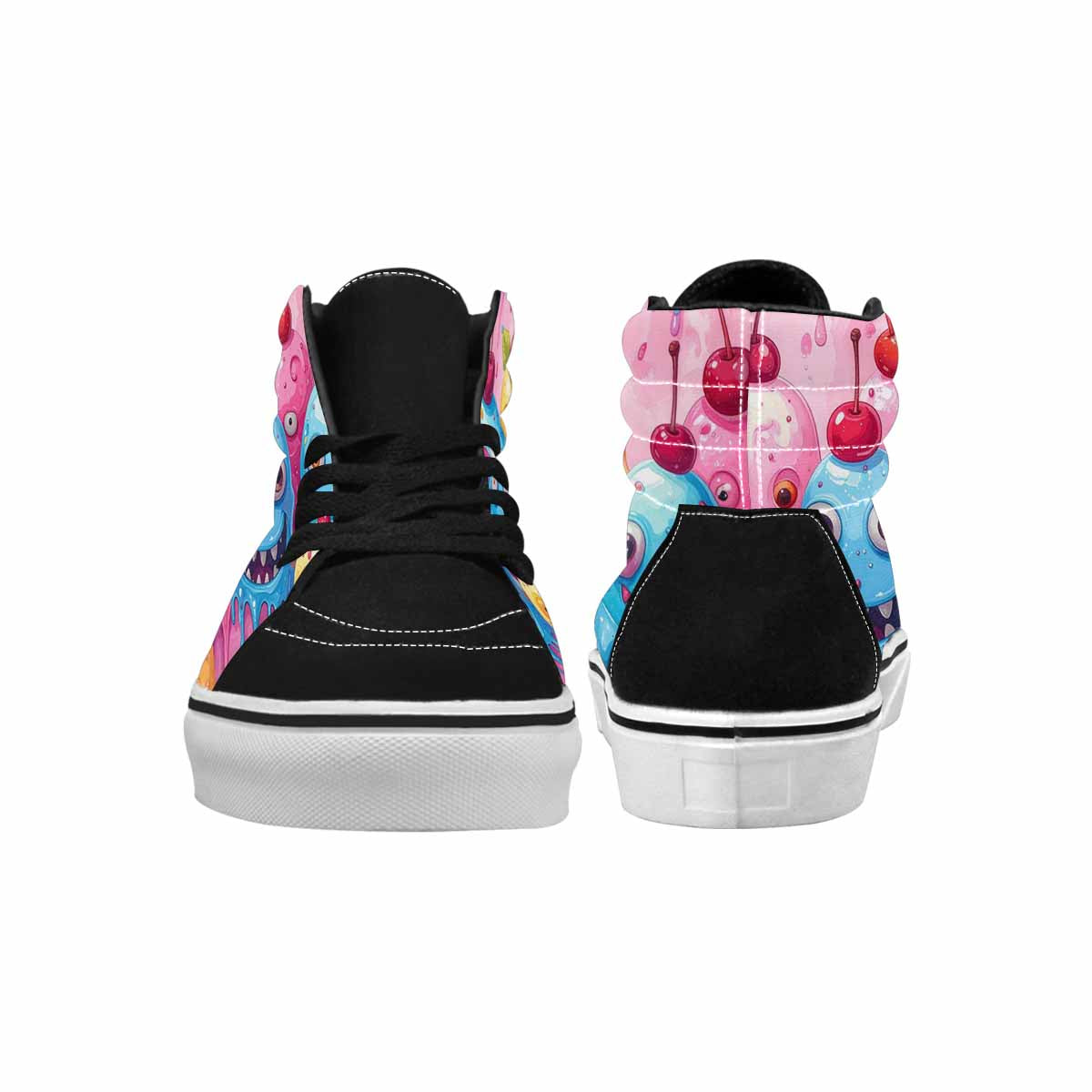 MEN'S Melting Icecream Monster Cherry High Top Canvas Cottagecore Sneakers