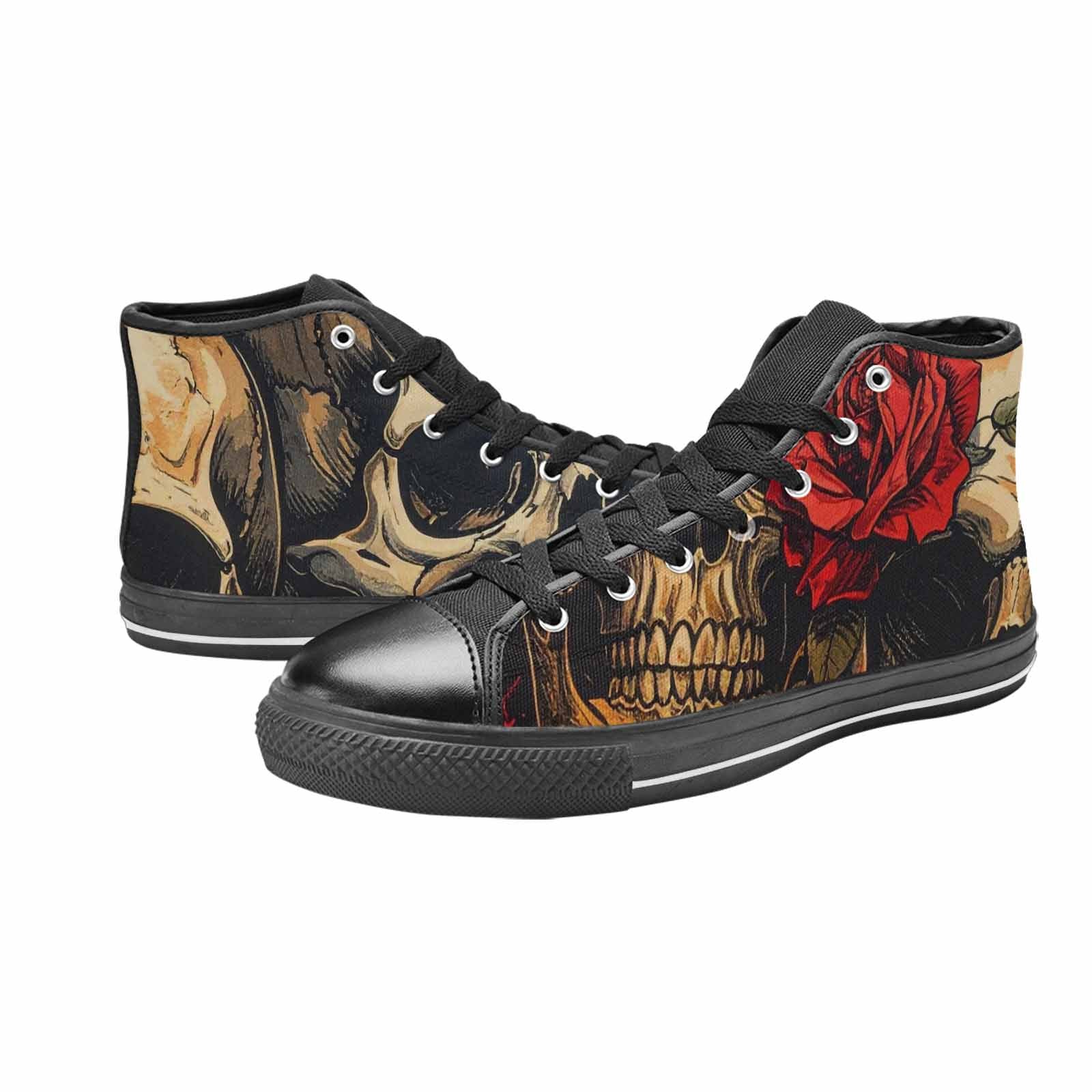 MEN'S Skulls Roses Bold Pen Ink High Top Canvas Dreamcore Sneakers