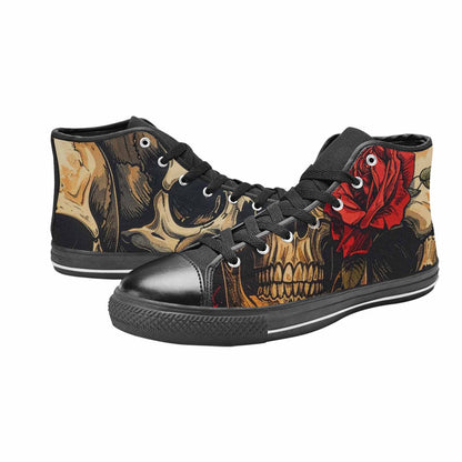 MEN'S Skulls Roses Bold Pen Ink High Top Canvas Dreamcore Sneakers