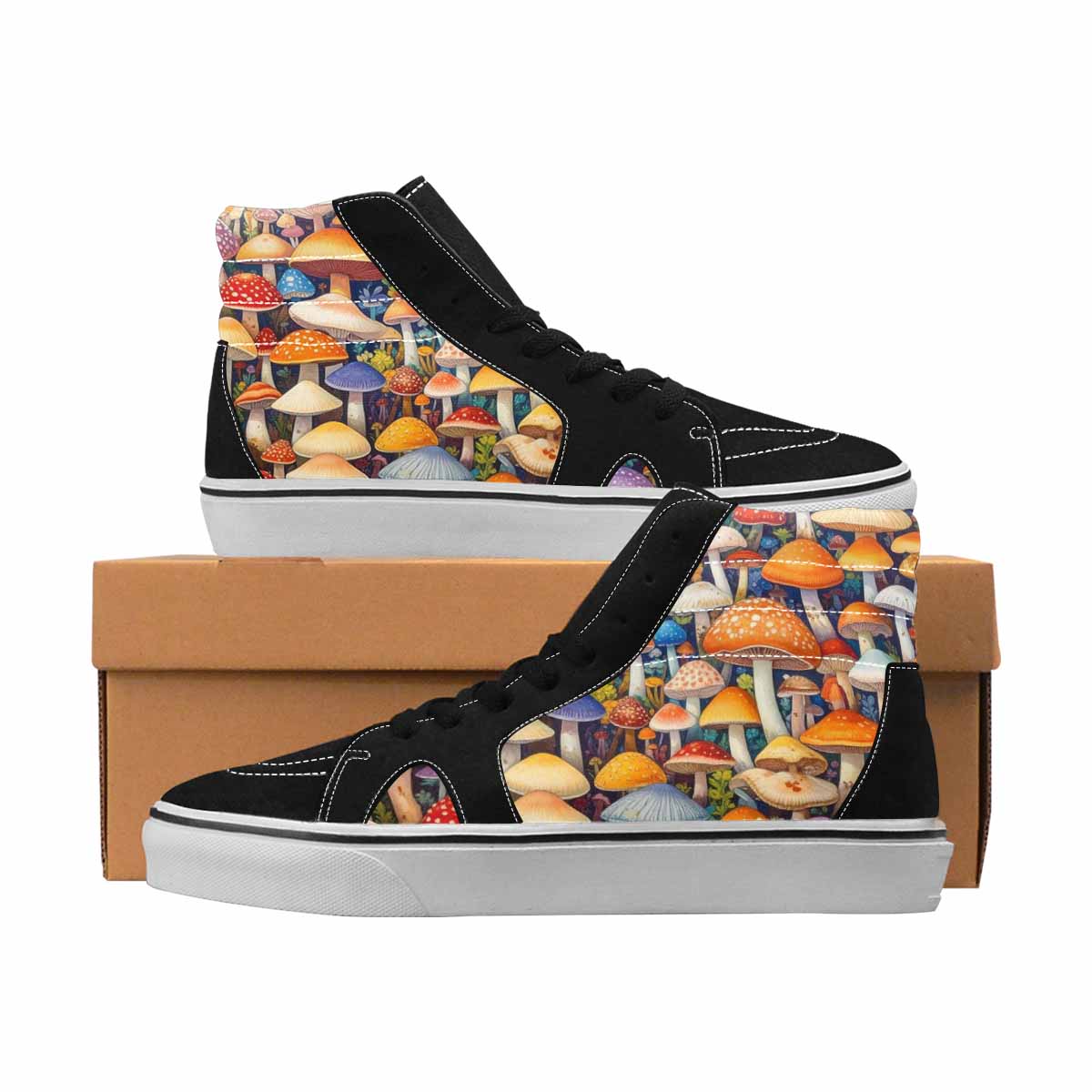 MEN'S Mushrooms High Top Canvas Statement Dreamcore Custom Sneakers
