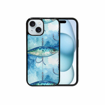 iPhone 15 Case — Fishing Lure And Hook Pattern Seamless, Custom Print Case Cover