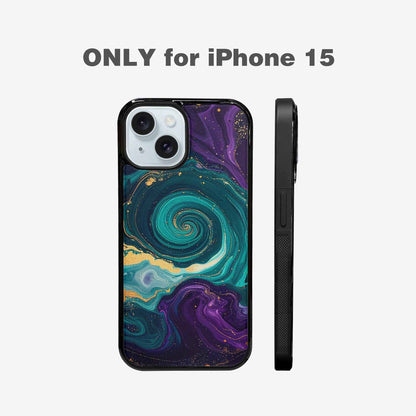 iPhone 15 Case — Marbled Swirl Texture Blended With Galaxy, Original Design Phone Case