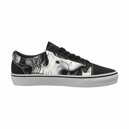WOMEN'S Skulls Roses Pen Ink Canvas Lace-Up Vivid Custom Sneakers