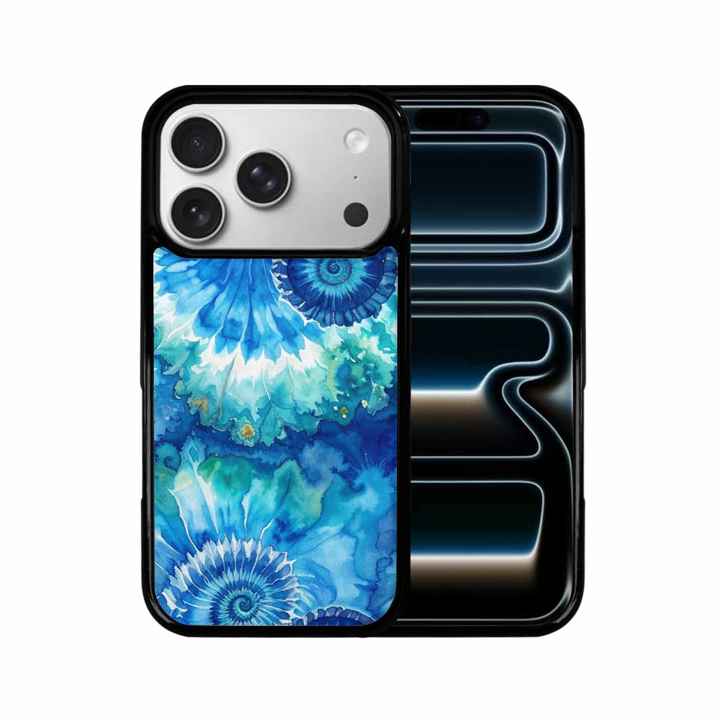 iPhone 17 Pro Case — Tie Dye Ocean Blues Blended Tie, Customized Protective Case