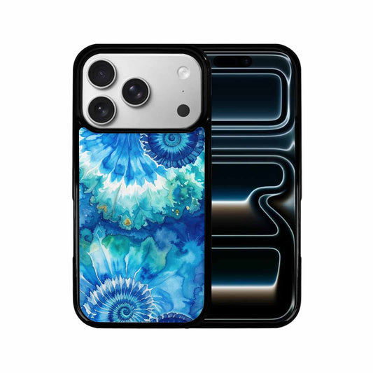 iPhone 17 Pro Case — Tie Dye Ocean Blues Blended Tie, Customized Protective Case
