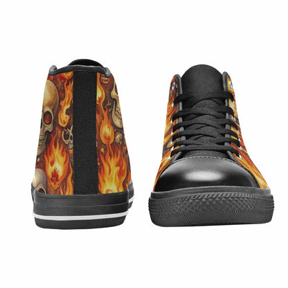 WOMEN'S Skulls - Flaming High Top Canvas Y2K Sneakers