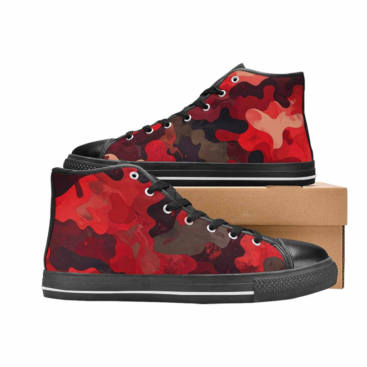 WOMEN'S Military Camouflage Blotch High Top Canvas Vibrant Chaos Custom Shoes