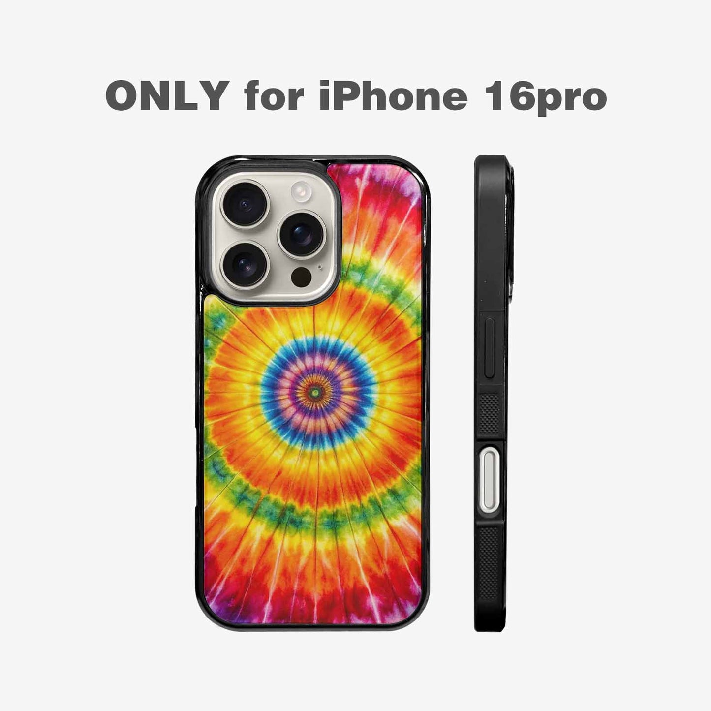 iPhone 16 Pro Case — Rainbow Spiral Tie Dye Custom, Custom Made Phone Cover