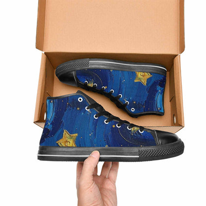 MEN'S Starry Night Galaxy High Top Canvas Surreal Custom Sneakers